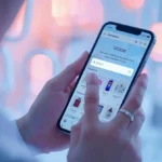 Person using voice search on an eCommerce mobile app to browse and shop online products.