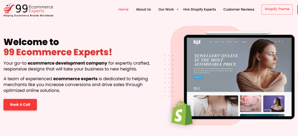 Home page image of 99 Ecommerce Experts. An ecommerce website development company