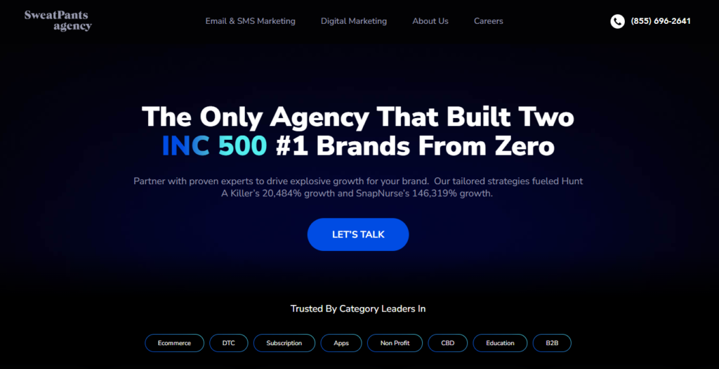 Sweat Pants Agency home page